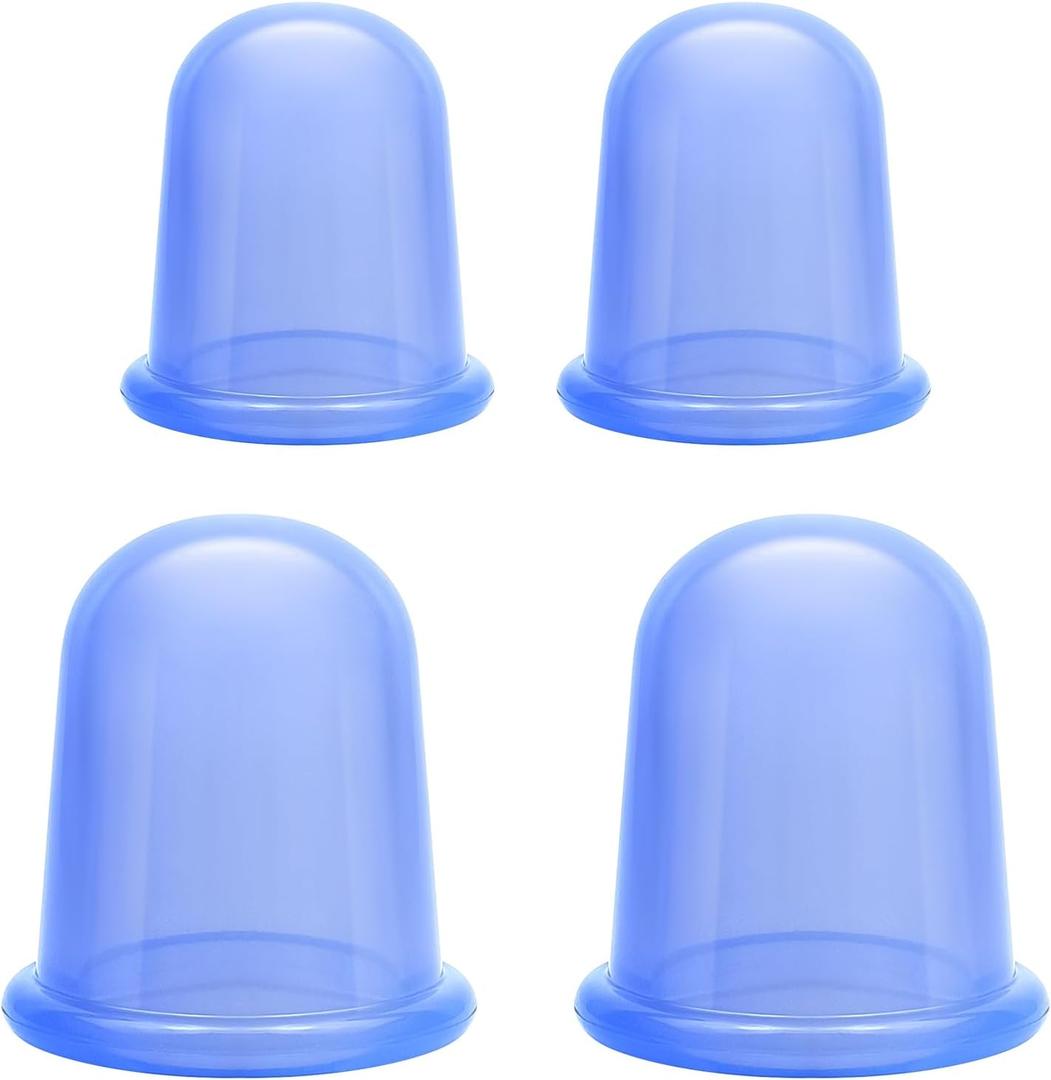 Silicone Cups for Cupping Therapy Included 4 Pcs Cups and 1 Pc Bag,Cupping Kit for Massage Therapy,Cellulite Reduction Vacuum Cup(Blue)