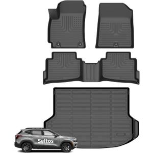Wayhigh Floor Mats and Cargo Liner for Kia Seltos 2024 2025 2026 S/LX/EX/X-LineNot SX All Weather TPE Car Mats for Seltos Accessories(Only U.S.A. & Canada) Cargo Tray in The Highest Position