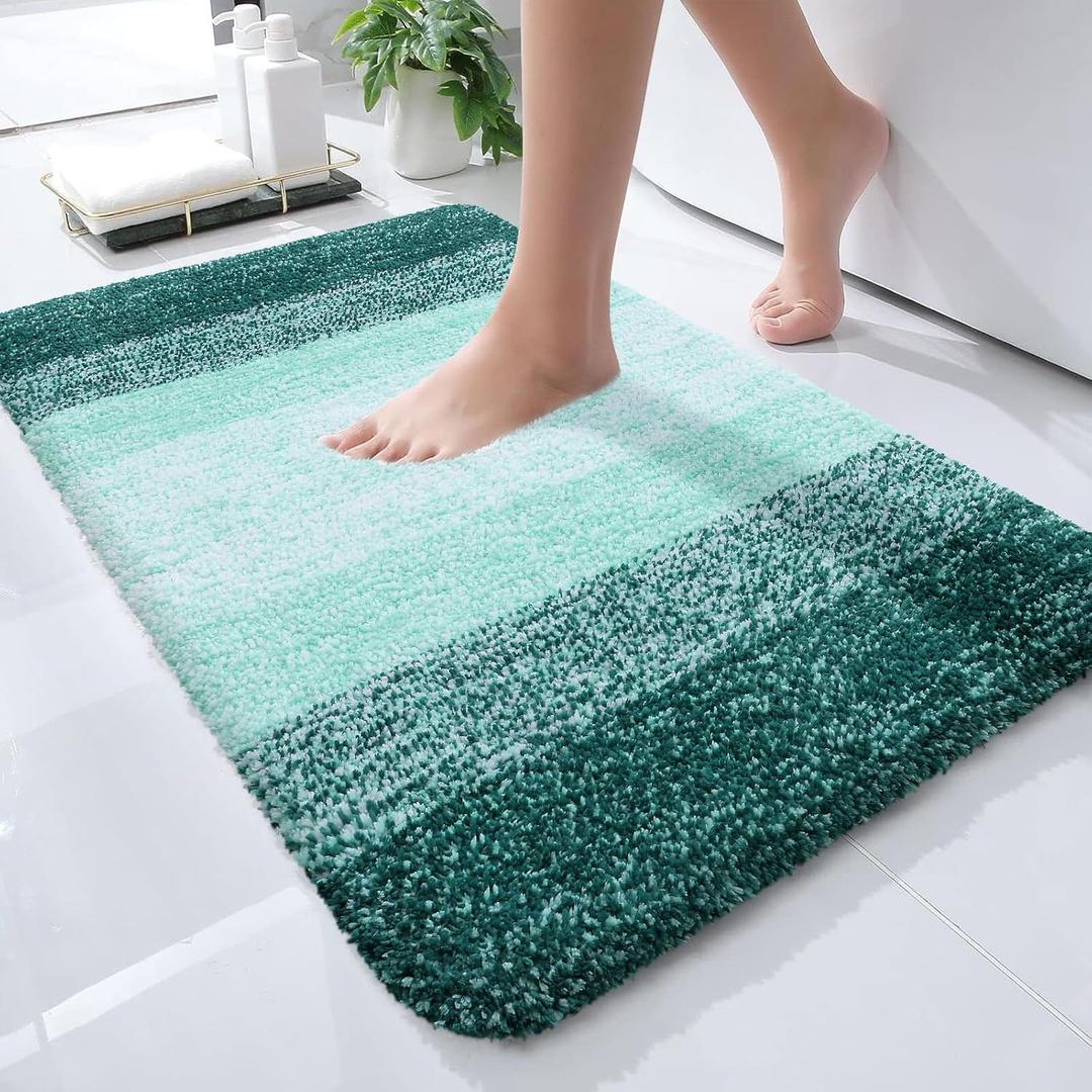 OLANLY Bathroom Rugs Mat 24x16, Extra Soft Absorbent Microfiber Bath Rugs, Rubber Backing, Quick Dry, Washable Bath Mats for Bathroom Floor, Tub and Shower, Home Decor Accessories, Blackish Green