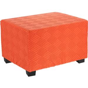 uxcell Stretch Foot Stool Cover Stripe Square Foot Stool Slipcover with Elastic Furniture Protector for Living Room Bedroom Fit Length 57-70cm / 23"-27", Medium, Orange