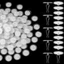 100 Pack Self-Adhesive Ceiling Hooks for Hanging, Sticky Transparent Discs with Metal Hooks, No-Drill Wall Hanger for Christams Wedding Birthday Party Decorations