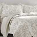 Laura Ashley - King Quilt Set, Soft Cotton Bedding with Reversible Design, Medium Weight for Year Round Use, 3 Piece Bed Set with Matching Pillowcases (Amberley Beige)