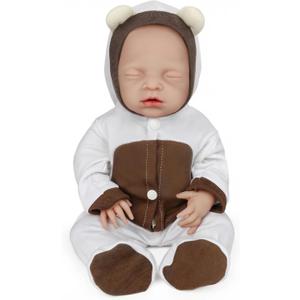 Vollence 18 Inch Eye Closed Full Silicone Baby Doll, Not Vinyl Dolls, Sleeping Lifelike Reborn Baby Doll, Realistic Newborn Real Baby Doll - Girl
