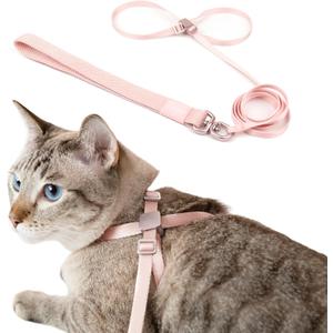 Cat Harness and Leash 2-in-1, Escape Proof Anti-Chocking Harness Adjustable Lighweight Leash for Walking Outoor Training for Kitten Cats Puppy, US IDA Bronze Award (Blush Pink)