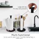 Paper Towel Holder Countertop with 7" Weighted Black Marble Base - Modern Free Standing Paper Roll Holder, Matte Black Stainless Steel Stand Paper Towel Holder for Kitchen and Bathroom