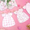 Pink Gingham Baby Dress Bodysuit Banner - Bow Gender Reveal Baby Shower Banner,Floral And Gingham Decorations,Pink Floral Milestone Nursery Decor Keepsake Garland(pink)