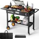 Outdoor Grill Table, Portable Grill Cart with Storage and Wheels, Fits 17/22 Inch Blackstone Griddle, Ninja Grille & More, Outdoor Grill Station for Camping, Patio, Backyard & Tailgating