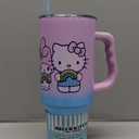 Silver Buffalo Sanrio Hello Kitty and Friends Featuring My Melody, Kuromi, and Pompompurin Rainbow Ombre Stainless Steel Tumbler with Handle and Straw, Fits in Standard Cup Holder, 40 Ounces
