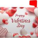 Happy Valentine's Day Mailbox Covers Magnetic Standard Size 18" X 21",Striped Polka Dot Red and White Love Heart Mailbox Wraps Post Letter Box Cover for Holiday Garden Yard Decor