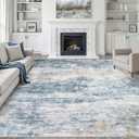 8x10 Area Rugs Living Room: Washable Large Neutral Rug Abstract Soft Modern Stain Resistant Indoor Floor Non-Slip Carpet for Bedroom Nursery Kids Office Playroom Dining Room Under Table- Blue Gold