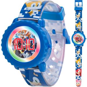 Sonic The Hedgehog Kids Digital Watch  Flashing LED Light-Up Display, Easy-to-Read Time, Adjustable Strap, and Sonic Character Design  Fits Wrists from 5.5" to 8"