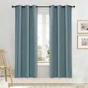NICETOWN Black Out Curtain Panel Shade, Single Piece, 34 inches Wide by 72 inches Long, Greyish Blue, Solid Energy Efficient Eyelet Top Window Blind for Guest Room 1 panel