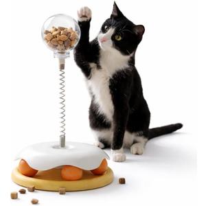 Wobble Treat Dispenser Cat Toy - Spring Ball and Interactive Track Base