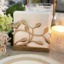 Golden Bird Vertical Napkin Holder | Elegant Sturdy Disposable Paper Hand Towel Storage Tray Caddy | Bathroom Kitchen Dining Restaurant Wedding Party Hotel Office | Indoor Outdoor décor