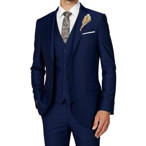 Men's Suits 3 Piece Slim Fit Dress Tuxedo for Men Two Button Solid Jacket Vest Pants Set (XX-Large, Navy Blue)