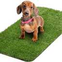 Ottomanson Pet Training Collection Easy Clean Indoor/Outdoor Reusable Training Grass Pad, 15" x 30", Green, Pack of 3