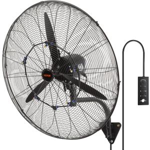 VEVOR 30 Inch Wall-Mount Misting Fan, 3-speed IP44 Waterproof Oscillating, Max. 9500 CFM Wall Mounted Fan for Outdoor, Commercial, Residential, Greenhouse, Workshop, Patio, Black, ETL Listed