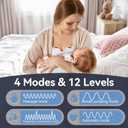 Hands Free Breast Pump Wearable MY-375 - Strong Suction, Low Noise, Wearable Breastfeeding Pump with 4 Mode &12 Levels, Portable Electric Breast Pump 24mm - 19/21/Insert/Flange, 2 Pack (White)