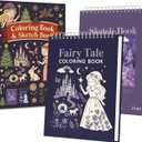 Fuxi Coloring Books for Ages 8-12 Girls, 50 Sheets (73lb/120gsm) Blank Paper Drawing Pad + 50 Designs Blank Paper for Coloring. (PurpIed)