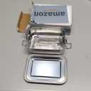 E-far Stainless Steel Bento Box, Medium 850ml Metal Bento Lunch Box Container, 28oz Leak-Proof Lunch Container with Lids and 2 Removable Dividers, Reusable Meal Storage for Camping Picnic Travel Work