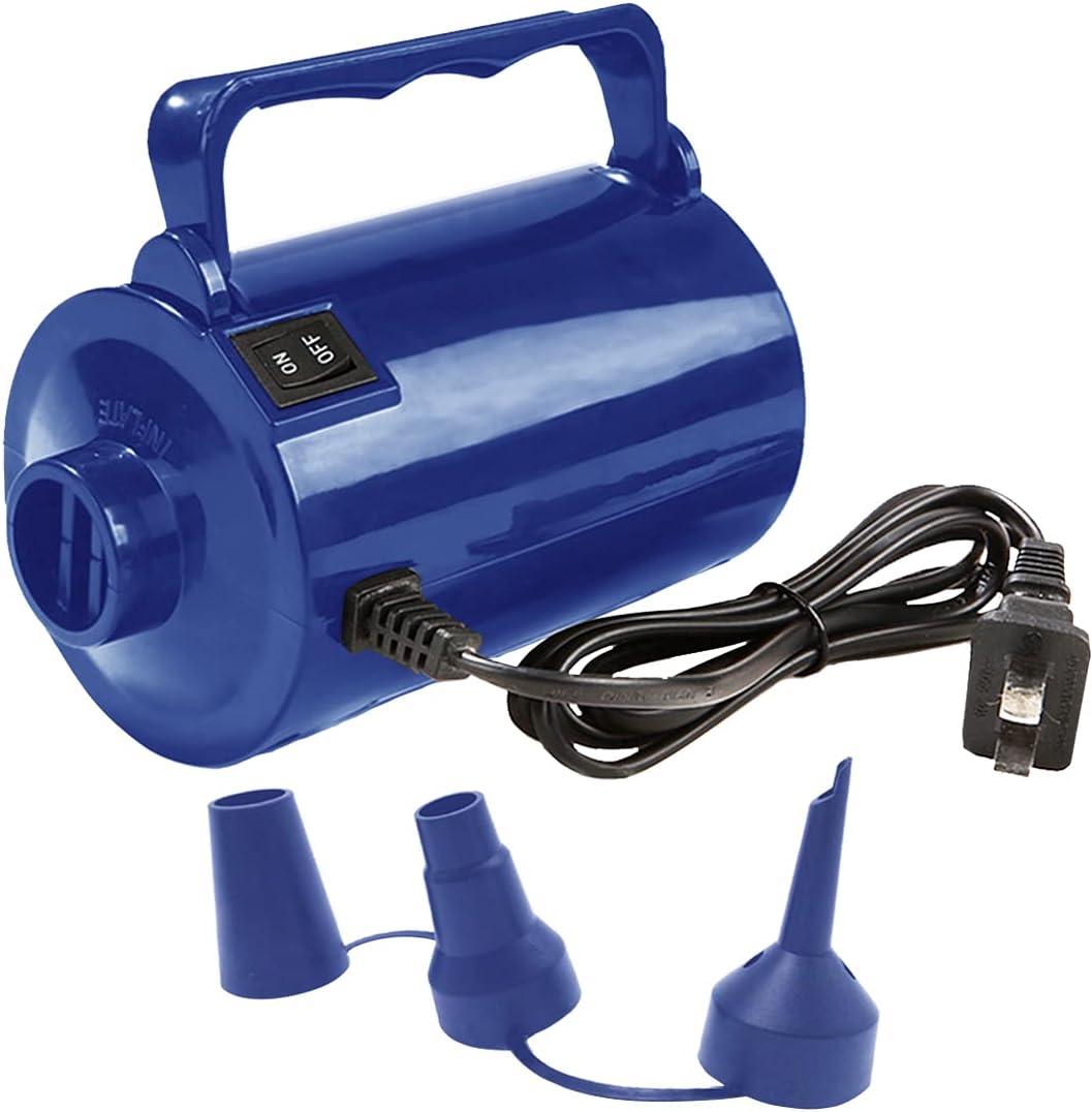Electric Air Pump for Inflatable Pool Toys - High Power Quick-Fill Air Mattress Inflator Deflator Pump for Pool Float Raft Airbed with 3 Nozzles, 320W, 110V AC, 1.6PSI, Air Flow 26CFM (Blue)