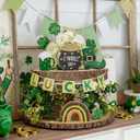 WDS WONDROUS St Patricks Day Decorations 6-Piece Set, Wooden Beer Mug Rainbow Gold Pot Boot Shamrock Hanging Ornaments with Lucky Banner for Wall Door Party Home Decor Spring Decor