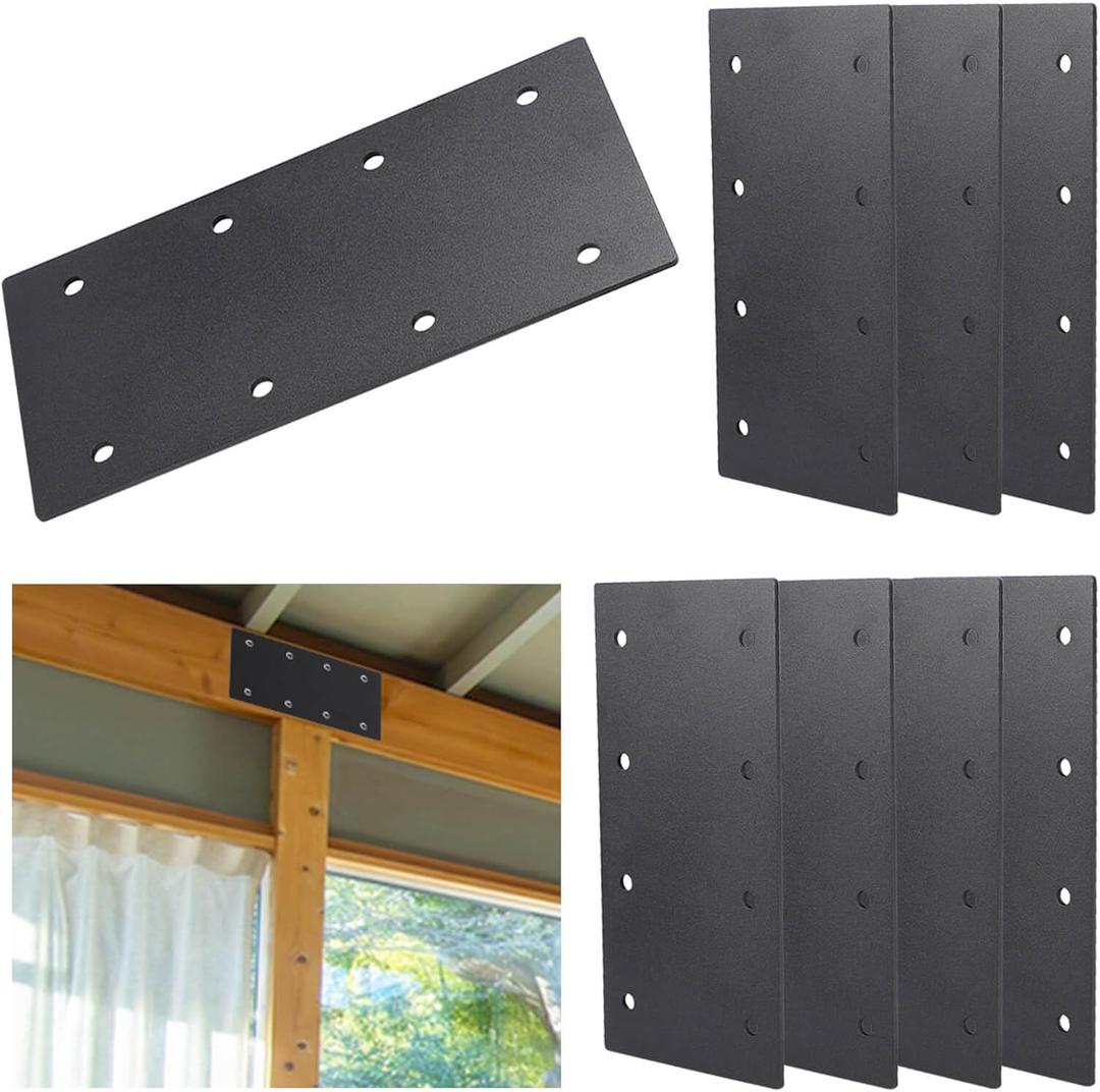 9.25x4.5 Inch Straight Steel Mending Plate 8PCS, 0.12'' Thick Flat I Shape Brackets, Ideal for Wood 6x6 Lumber, for Pergola, Fence, Farm, Mending and Connecting Projects