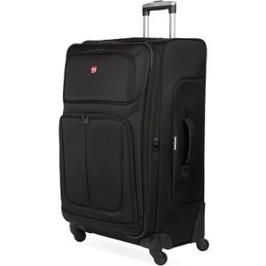 SwissGear Sion Softside Expandable Luggage  Large Checked Suitcase with 360 Degree Wheels & Retractable Handle  29 Inch, Perfect for 7-9 Night Trips  Black