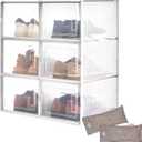 HomeBuddy Shoe Organizer for Closet - 6 Pack XL Shoe Storage Boxes Clear Plastic Stackable Bin, Boots, Sneaker Storage, Clear Shoe Boxes with Lids, Zapateras Organizer for Shoes, Closet Shoe Organizer