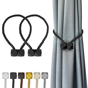 Hion Magnetic Curtain Tiebacks Black 2pcs, Curtain Tiebacks Buckles Holdbacks Holders Hooks Clip for Home Bedroom Office Decorative Curtain
 (Rubik)