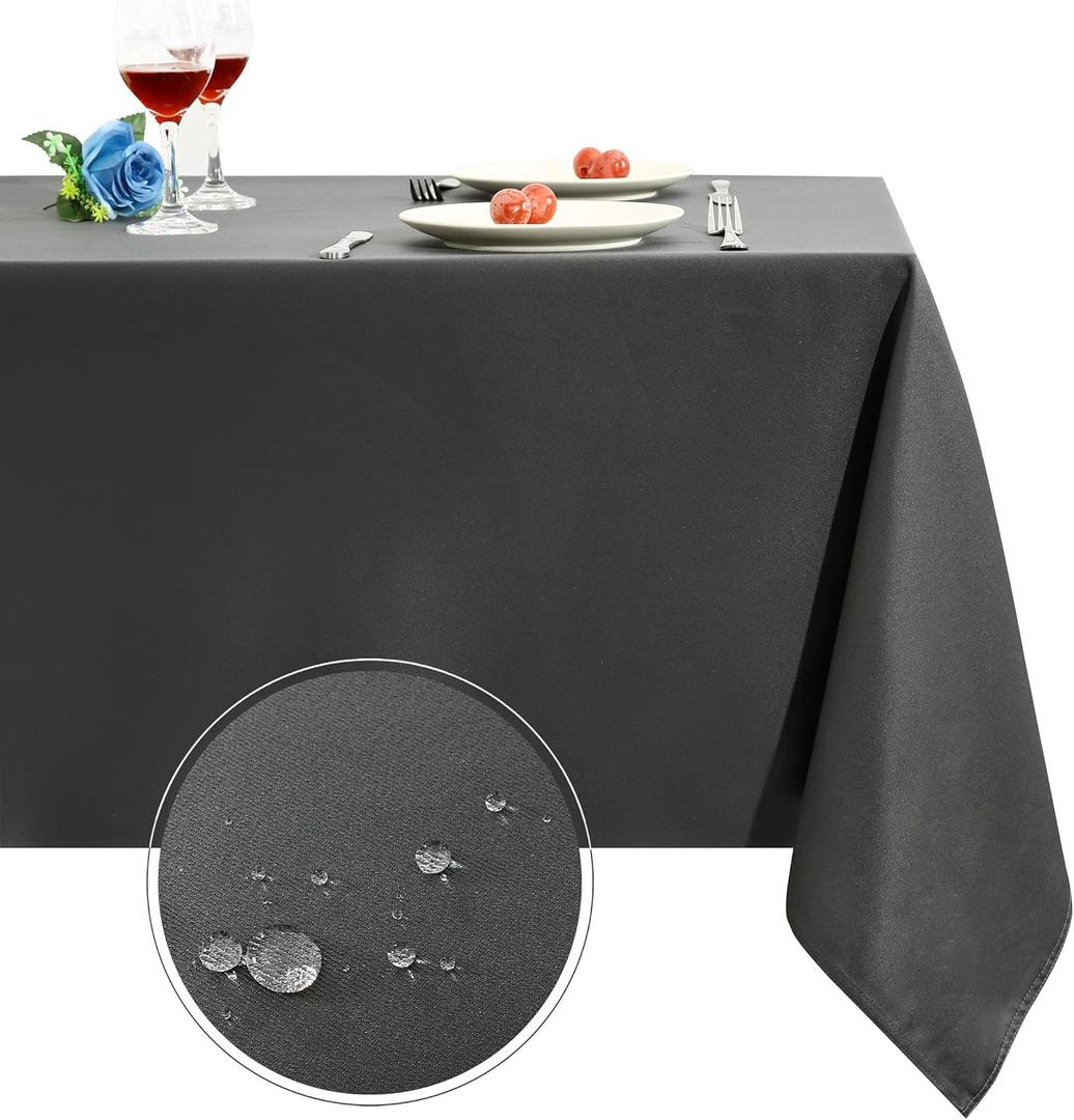 Obstal Rectangle Table Cloth, Oil-Proof Spill-Proof and Water Resistance Microfiber Tablecloth, Decorative Fabric Table Cover for Outdoor and Indoor Use (Grey, 60 x 102 Inch)