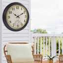 16 Inch Large Outdoor Clock, Waterproof Wall Clock with Thermometer, Battery Operated Silent Non-Ticking Vintage Wall Clock Quartz Round Clock Home Decor,Black Bronze