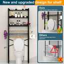 Over The Toilet Storage Cabinet,4 Tier Bathroom Organizer and Storage With Adjustable Shelf Waterproof Feet Pad and Basket Multifunctional Space Saver Freestanding Bathroom Shelves With Dividers Black, Large