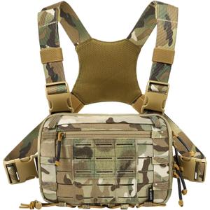 Tactical Chest Pack EDC Chest Bag 2L Utility Molle Chest Rig Pouch with CCW Compartment Adjustable Strap Outdoor (Multicam)
