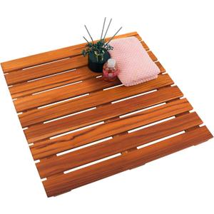 VaeFae Teak Shower Mat, Non-Slip Bath Mat, Luxury Spa Mat, Wooden Mat for Bathtub, 20 x 20 in