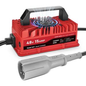 15 Amp Golf Cart Charger for 48 Volt Club Car DS & Precedent Lead Acid Battery with Upgraded 3-Pin Round Plug