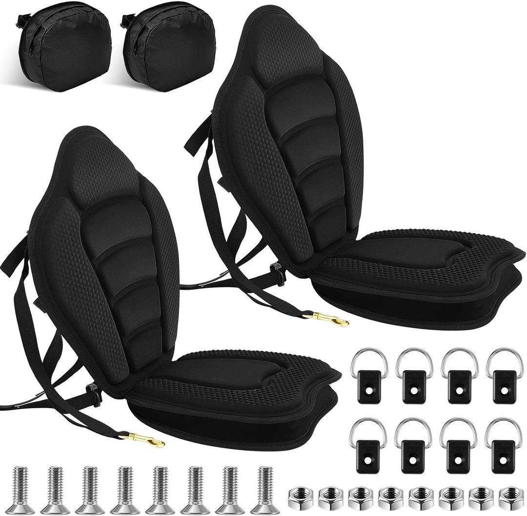 Lewtemi Thicken Kayak Seat with Back Support Canoe Paddle Board Seat with Detachable Storage Bag Adjustable Sit on Top Paddleboard Cushion for Kayaking Canoeing Rafting
