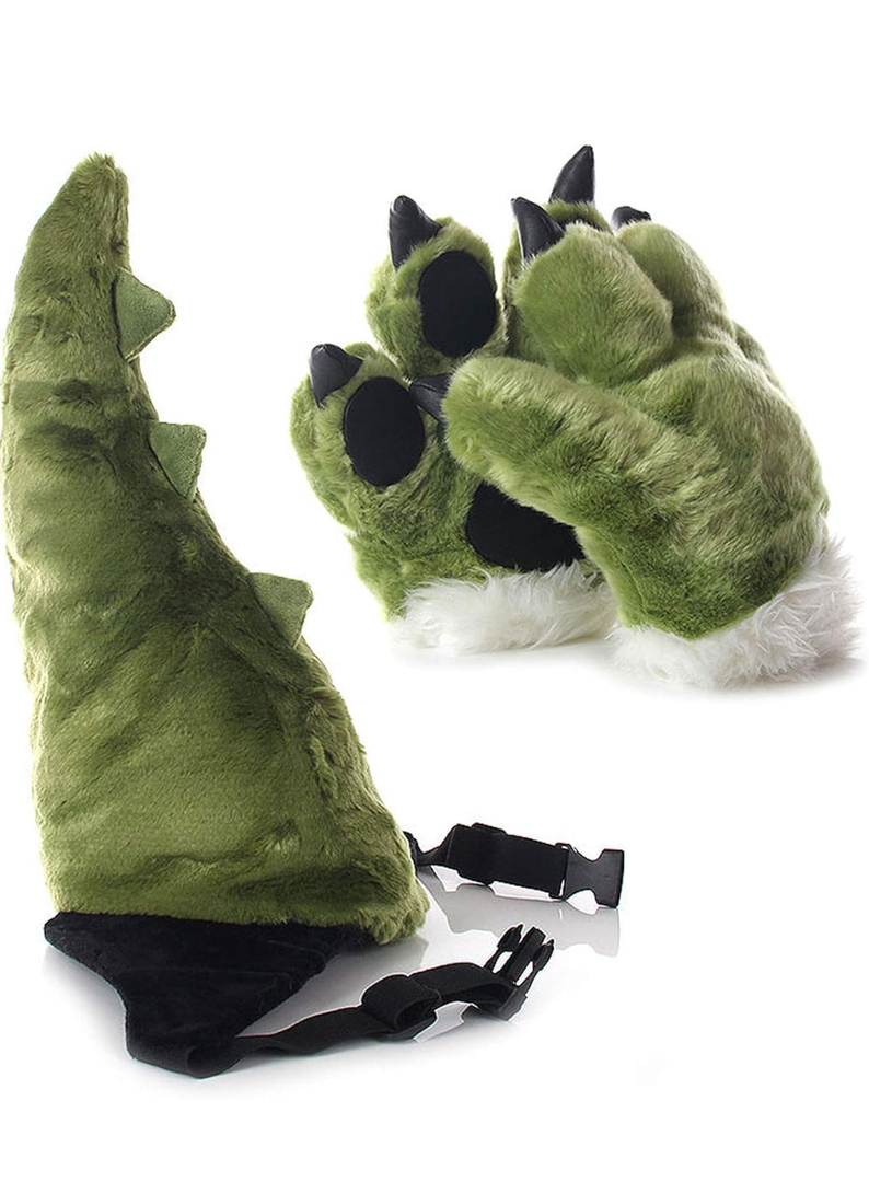 Tiger dinosaur panda Paw Gloves Headband and Tail Costumes Set Cosplay Tiger Leopard Animal Paw Gloves