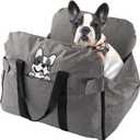 Dog Car Seat for Small/Medium Dogs.Water Repellent with Storage Pockets.Doubles as a Pet Travel Bed for Dogs Up to 40 lbs. Machine Washable Dog Carrier- Gray French Bulldog