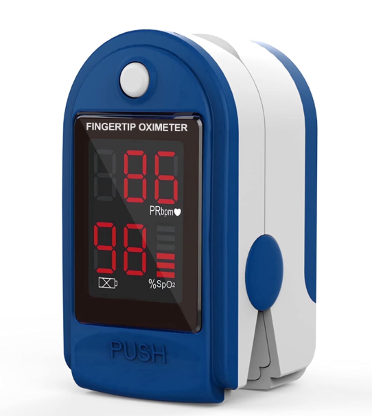 Fingertip Pulse Oximeter,Blood Oxygen Saturation Monitor (SpO2) with Pulse Rate Measurements and Pulse Bar Graph,Portable Digital Reading LED 4 Colors Display