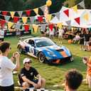 Racing Car Birthday Party Decorations, Checkered Pennant Banner, Red Yellow, 33 Feet, 30 Flags
