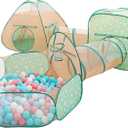LimitlessFunN 5 in 1 Pop Up Kids Ball Pit Tents and Tunnels for Boys, Girls, Babies and Toddlers, Indoor/Outdoor Children Playhouse, Orange/Light Green