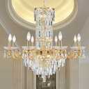 Gold Crystal Contemporary Chandelier Foyer Entryway Lighting, 14-Lights Luxury Chandeliers Fixtures for Staircase Grand Living Room Hallway Entry Dia 32.3 inch