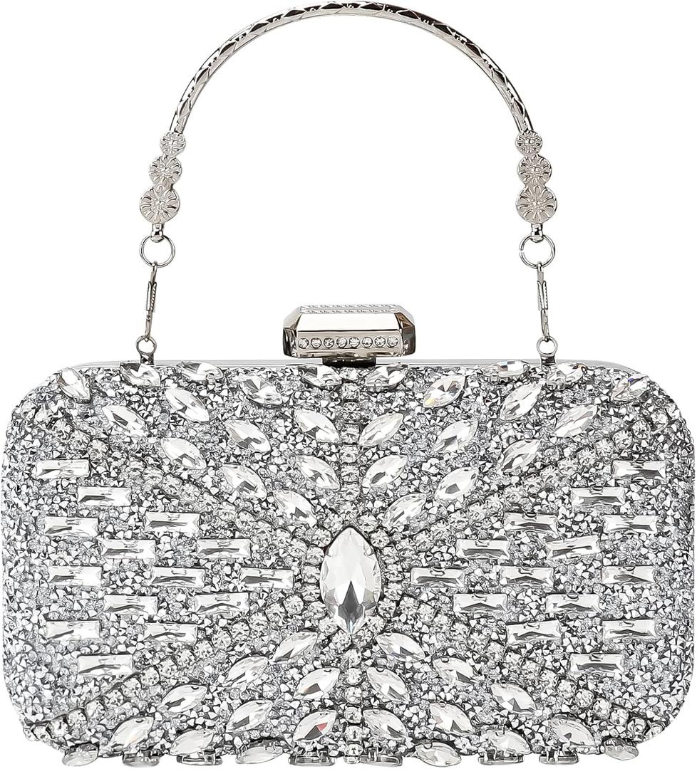 Womens Sparkly Rhinestone Crystal Glitter Clutch Purse Evening Handbag Shoulder Bag for Wedding Party Prom