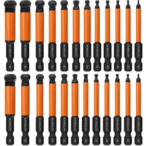 Ball End Hex Head Allen Wrench Drill Bit Set, 24PCS 2.5 Inch Metric & SAE Sizes Ball End Hex Bit Set Allen Key Set Hex Key Set, Magnetic Tipped, S2 Steel