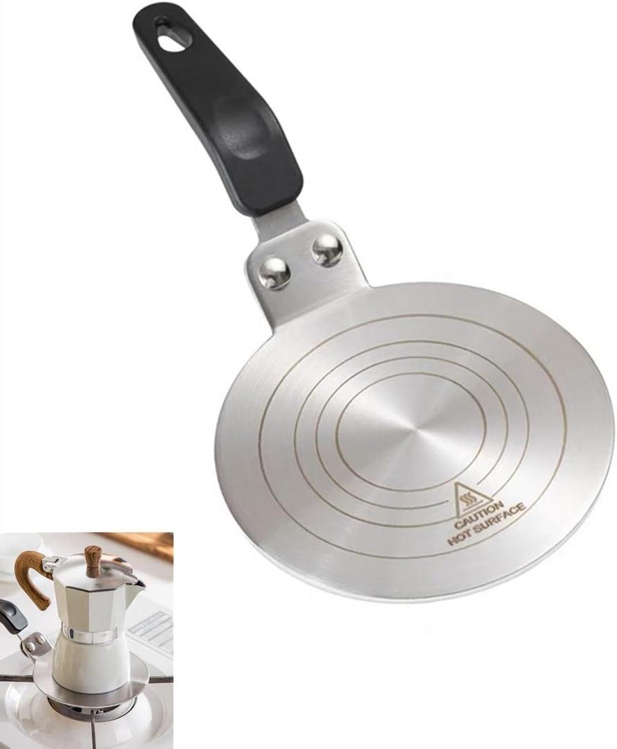 Heat Diffuser Plate,13cm Stainless Steel Gas Stove Diffuser Plate, Cooktop Heat Diffuser Cooking Induction Adapter for Moka Pot, Coffee Cookware (5 inch)