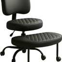 Cross Legged Office Chair Meditation ADHD Yoga Chair for Adults with Ergonomic Back Support Cushioned Seat and Leg Rest for Criss Cross Sitting Kneeling Fidgeting Height Adjustable 360° Swivel