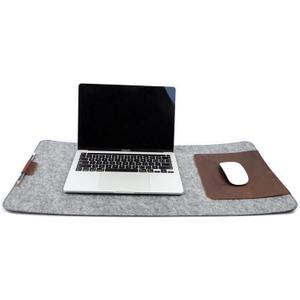Extended Desk Mat  Large Felt & Leather Desk Protector with Pen Holder, Cable Organizer, and Smooth Mouse Area for Office Use