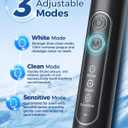 TEETHEORY Rotating Electric Toothbrush for Adults with 8 Brush Heads, Sensitive Gum Care Electric Toothbrush with 3 Modes and 2 Min Smart Timer, Rechargeable Last 60 Days (Black, 1 Count)