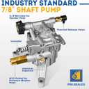 TOOLCY 7/8" Shaft Vertical Pressure Washer Pump - Rear Inlet/Outlet Max 3100 PSI @ 2.5 GPM OEM & Power Washer Pump for Gas Washer, Replacement for Simpson, Honda etc